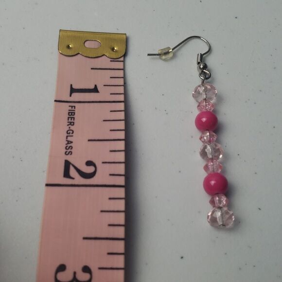 Pink Beaded Dangle Earrings - Picture 2 of 2